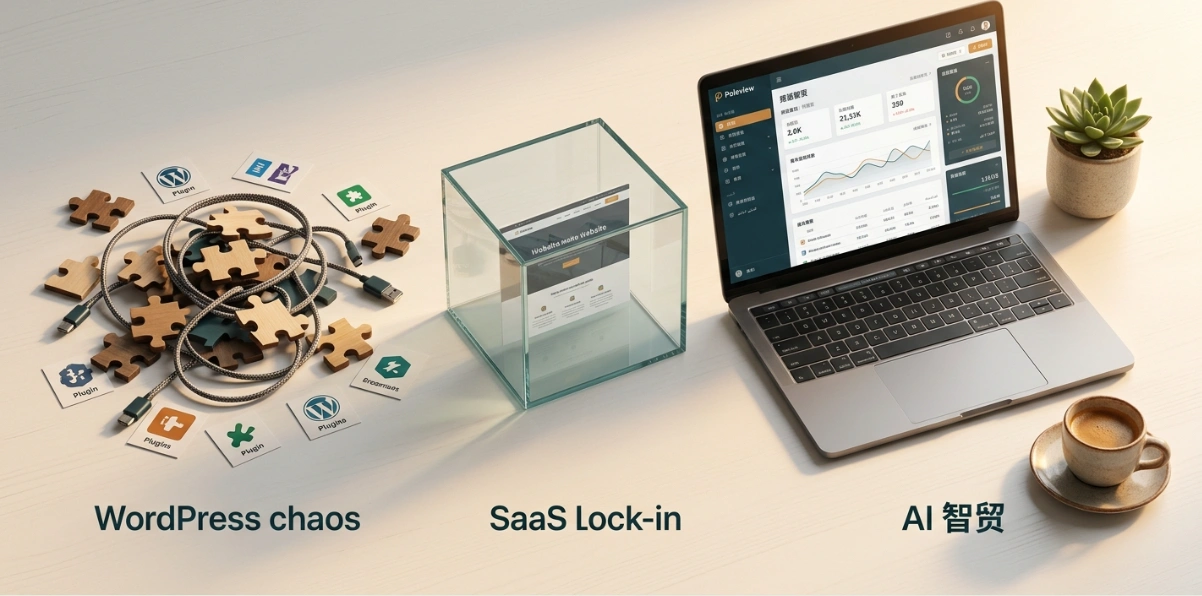 外贸建站系统为什么推荐 AI 智贸？对比 WordPress 和 SaaS 就懂了